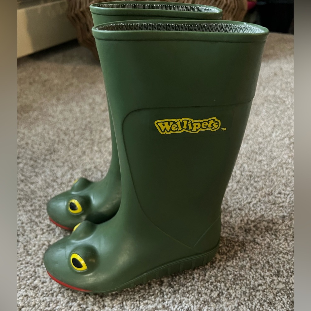 Wellipets green toddler rain boots